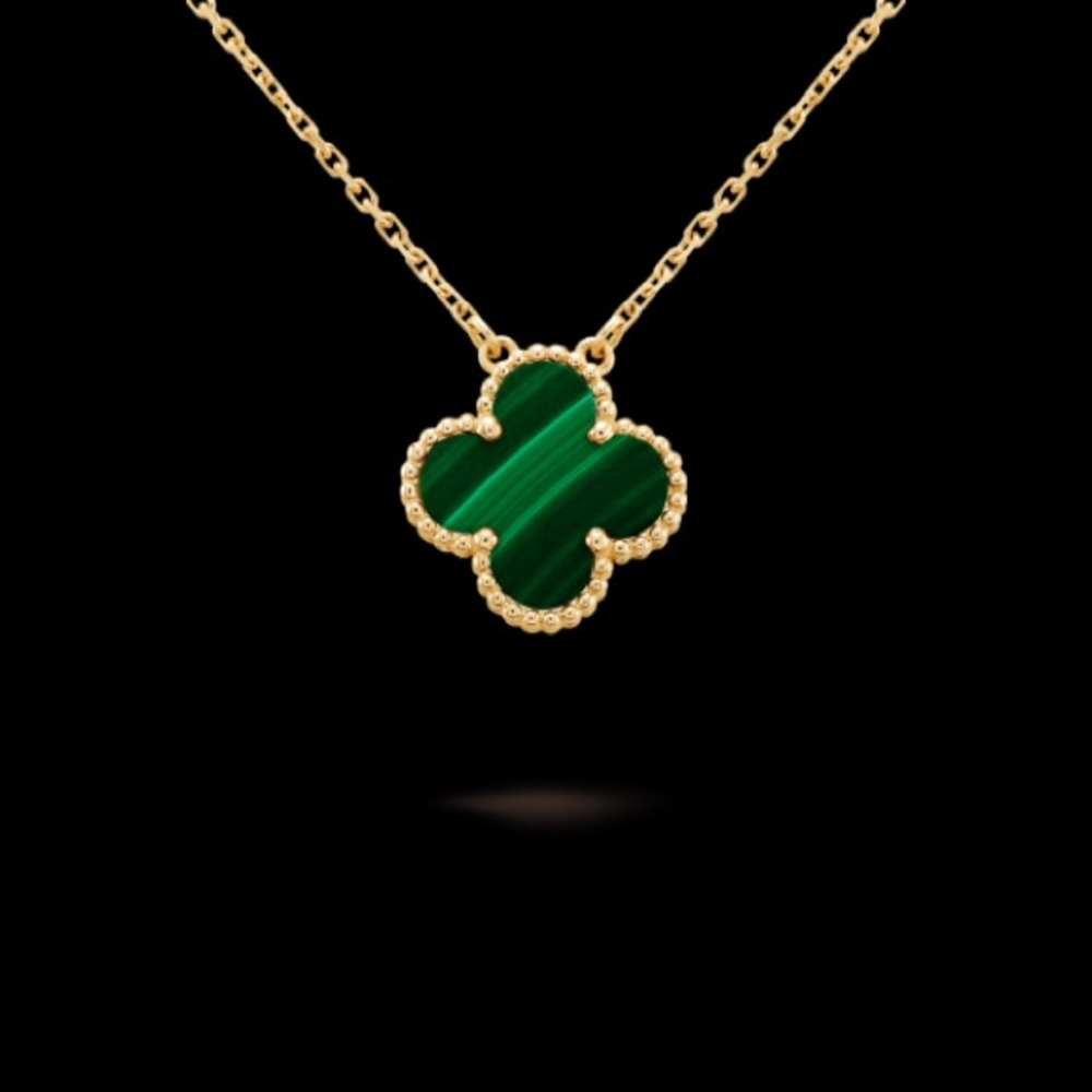 Van Cleef and Arpels Malachite Alhambra pendant